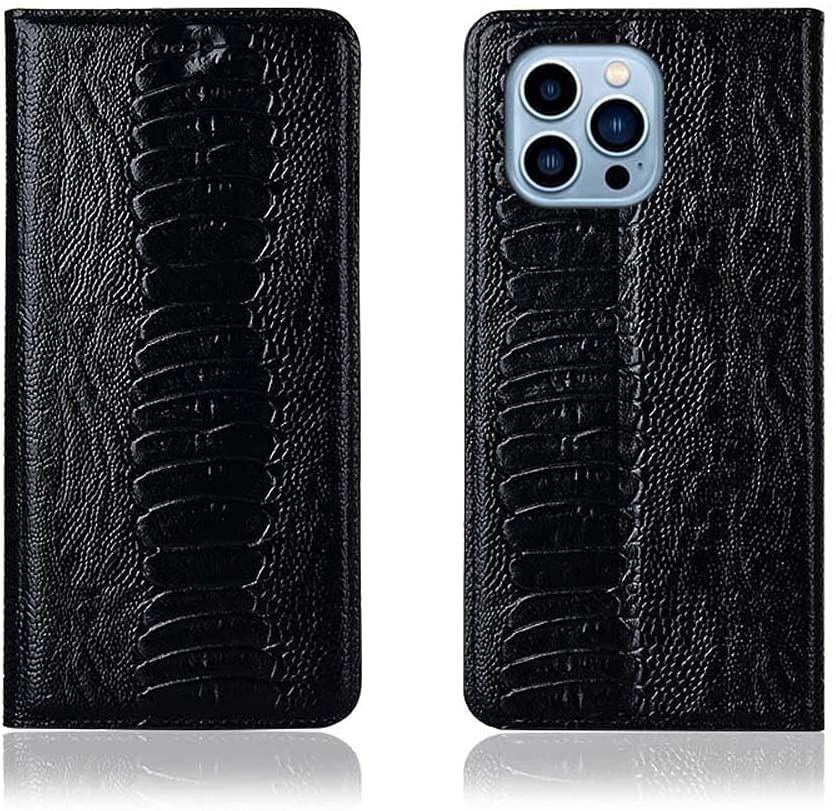 Étui magnétique iPhone 13 Pro cuir noir pour sorties et déplacements