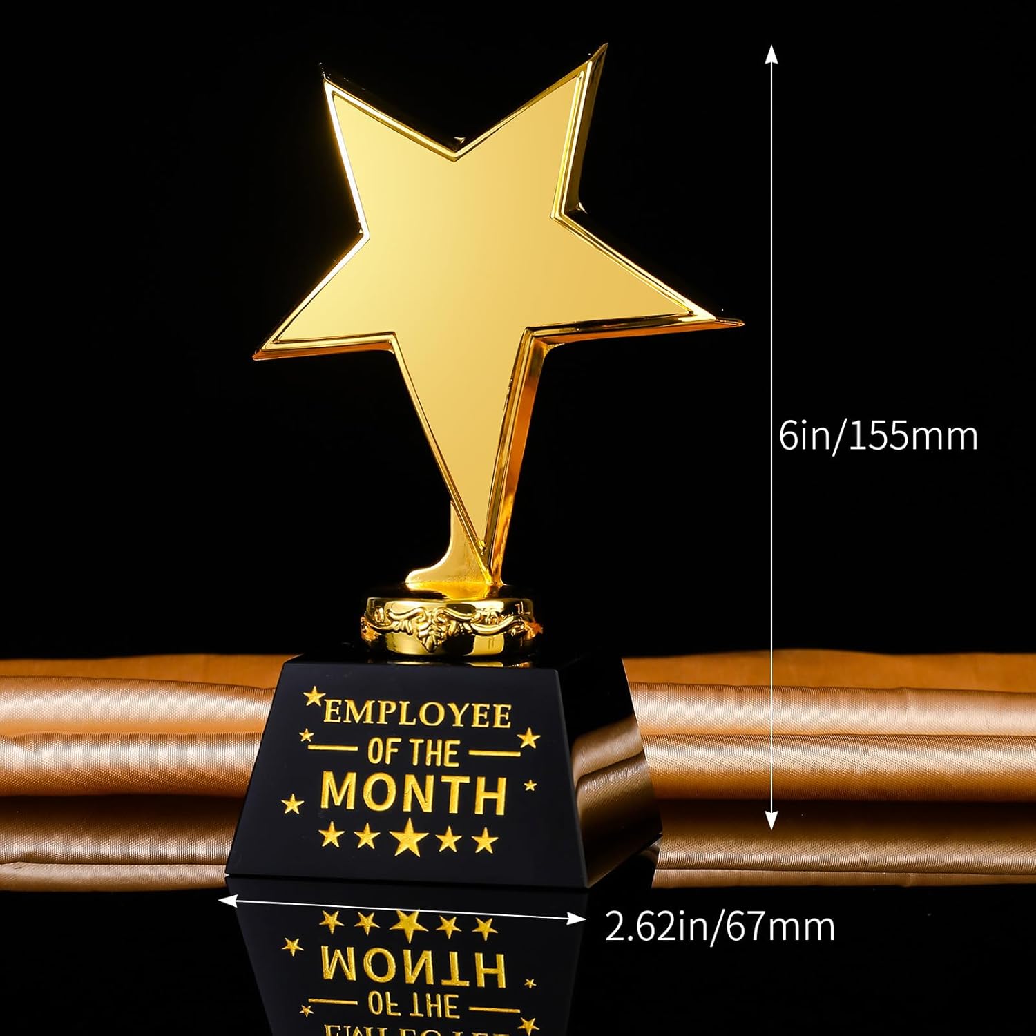 LONGWIN Bundle of 2pcs Crystal Gold Star Trophy Include 1pc Blank One and 1pc Engraved Employee of The Month