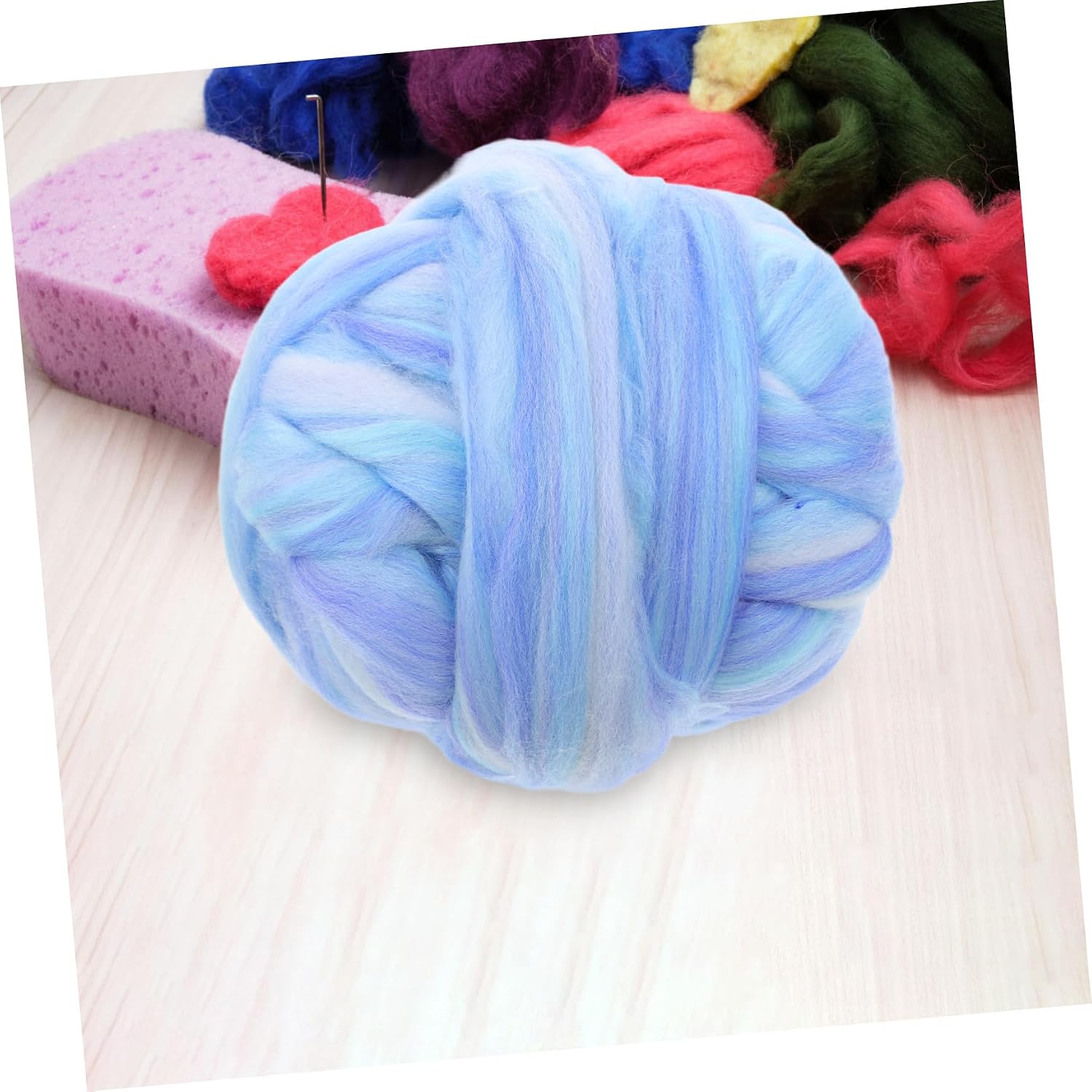jojofuny 1Pack Faux Wool Roving Yarn for Wet Felting Craft Supplies Colorfast Cotton Wool for DIY Needle Felting Spinning and Handmade Decorations Soft Durable Versatile Crafting