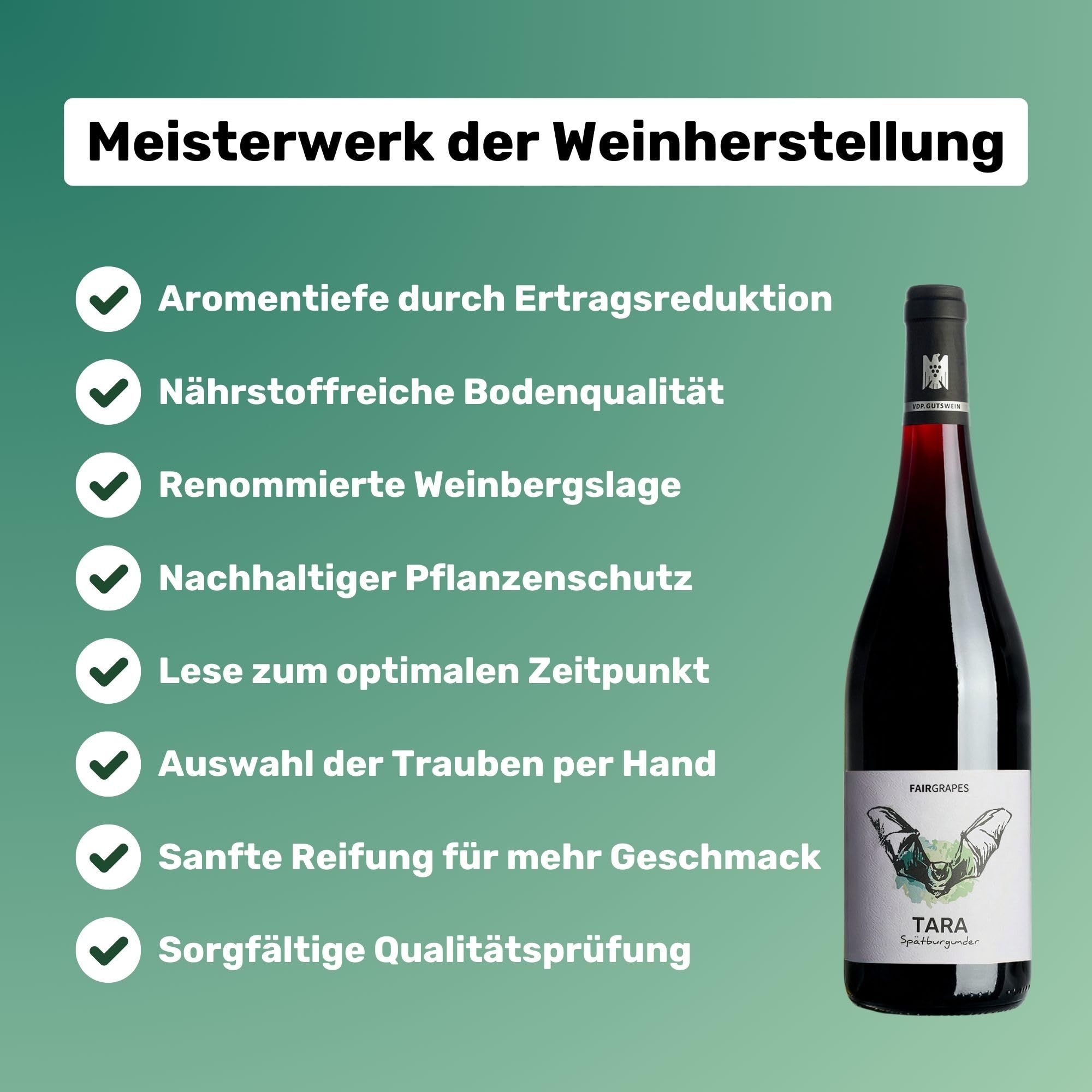 FairGrapes Spätburgunder »Tara« | 92 Punkte Falstaff | VDP.Gutswein | Rotwein Trocken | Kirsche & Brombeere | Geschenkidee (6 x 0.75 l)
