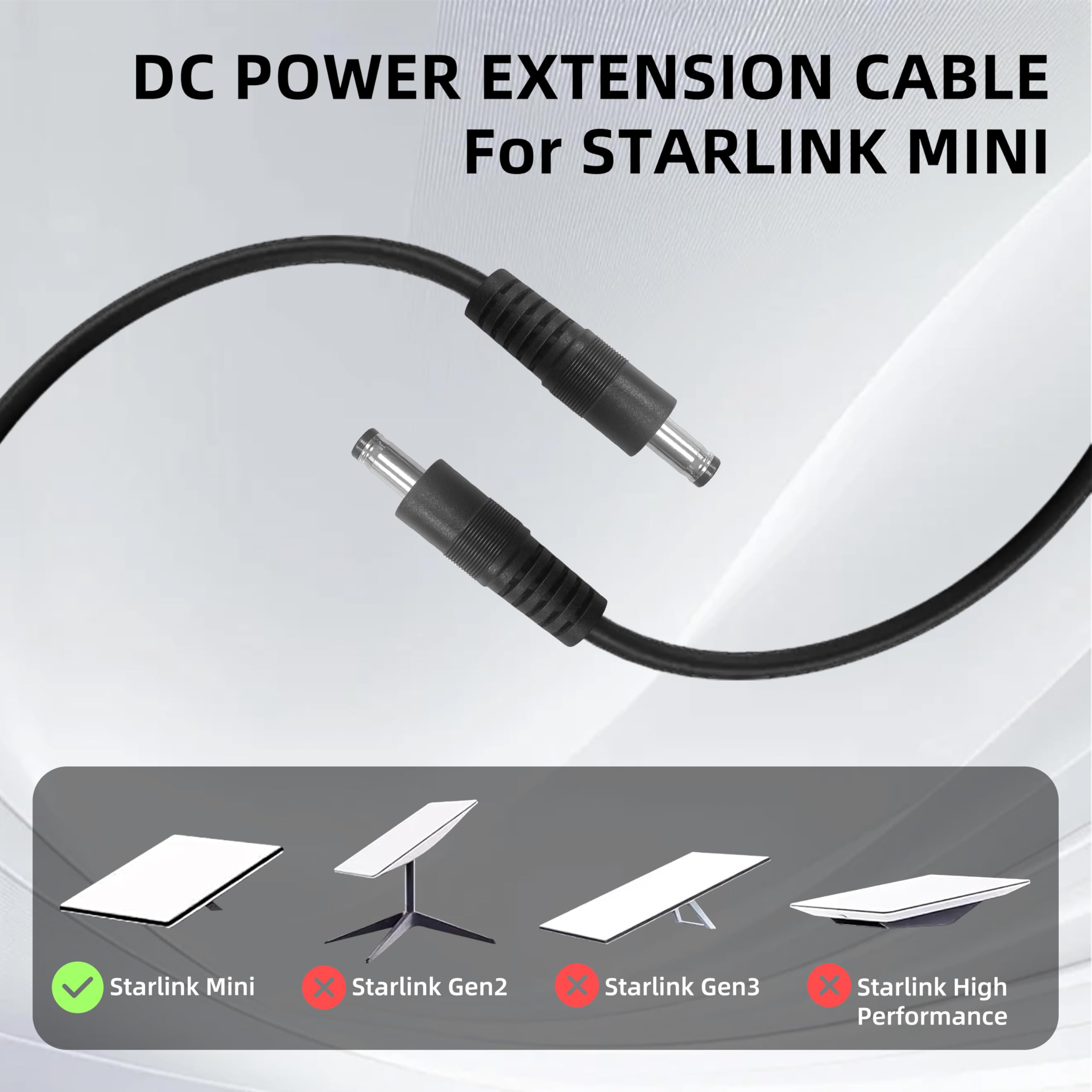 DC Power Extension Cable for Starlink Mini,Replacement for Starlink Mini DC Power Cord,Outdoor Waterproof DC Male to DC Male Power Charging Cable for Starlink Mini Accessories (2M/6.5FT)