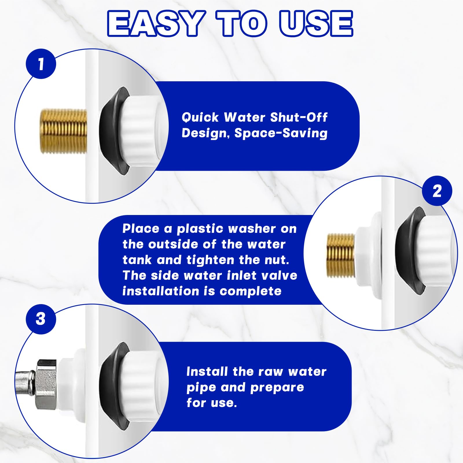 Universal Toilet Fill Valve, Toilet Filling Valve G3/8" and G1/2", Fuel Tank Valve, Adjustable Drain Water Quantity, Effective - Image 4