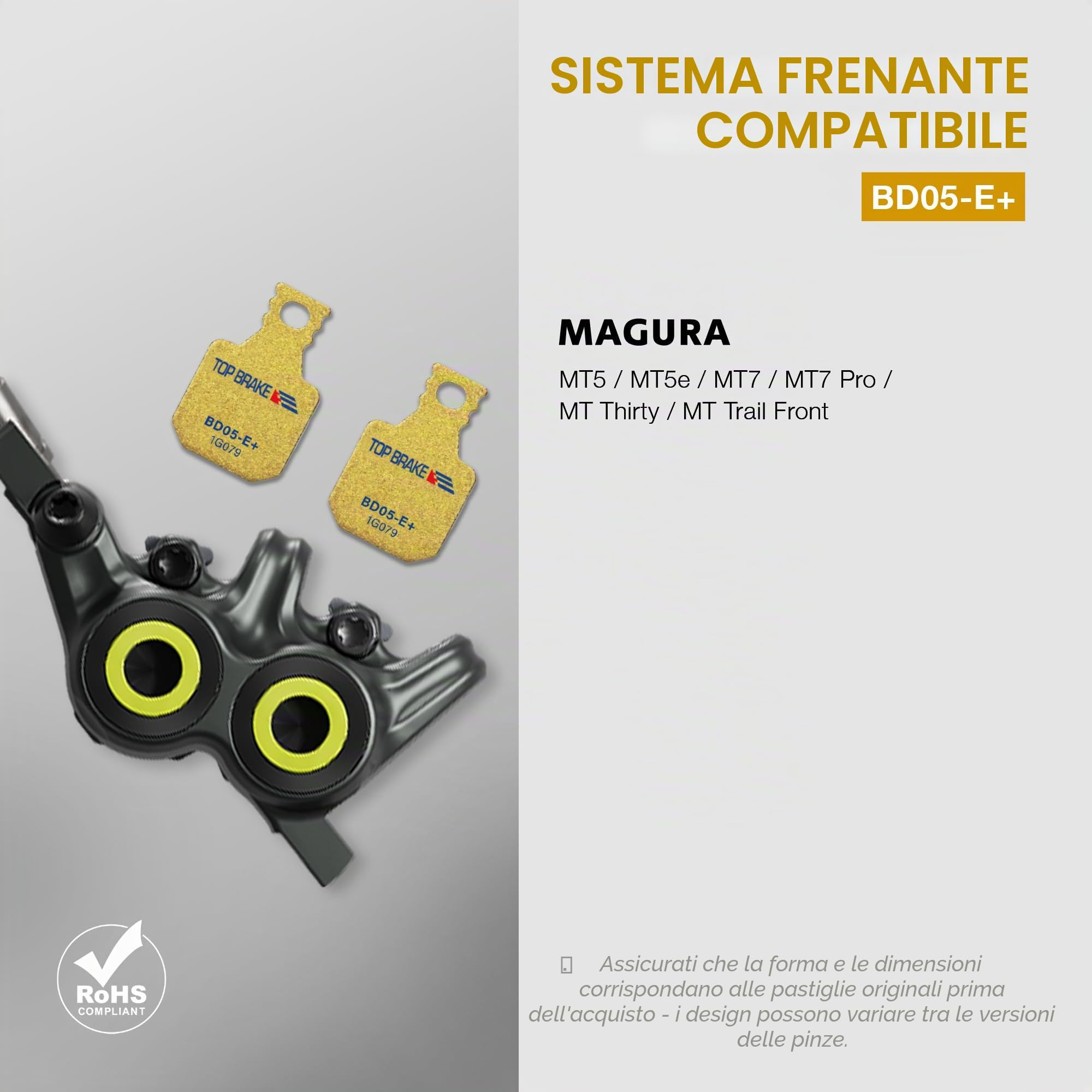 TOP BRAKE Pastiglie per freni a disco compatibili con MAGURA MT5 MT5E MT7 MT7 PRO MT Trail Front MT Thirty | MTB eMTB Trail All mountain Downhill Enduro | 2026 iF Design Award