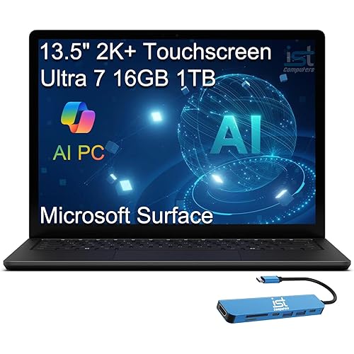 Microsoft Surface Laptop 6 AI PC for Business (13.5" 2K+ Touchscreen, Intel 16-Core Ultra 7 165H (> i7-1355U), 16GB DDR5, 1TB SSD) 18.5-Hr Long Battery Life, Backlit KB, IR Webcam, IST HUB, Win 11 Pro