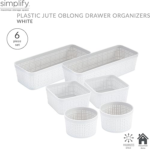 Miniatura 2 de Simplify Juego organizador de 6 piezas Contenedores de varios tamaños Multiuso Oficina Escritorio Dormitorio Baño Cesta de almacenamiento