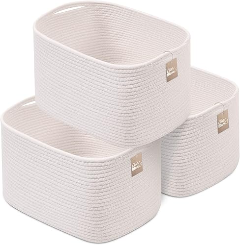 Miniatura 11 de CHAT BLANC Cestas de cuerda de algodón para organizar Cestas de almacenamiento para estantes Cesta de cuerda para almacenamiento, cestas