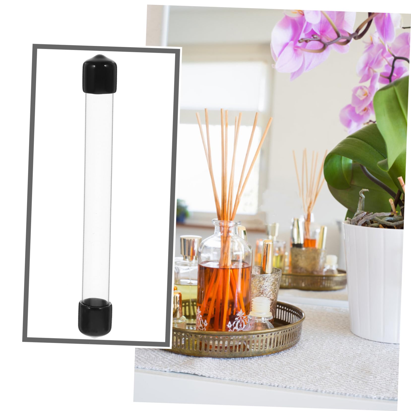 Cabilock 6 Pieces Round Storage Tube Lids Plastic Agarwood Tube Lightweight Portable Simple Delicate Design for Home Use