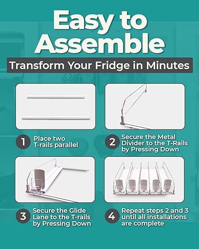 Miniatura 7 de Organizador de bebidas para refrigerador (soporta hasta 30 latas)  Organizador de bebidas autónomo para refrigerador con 5 filas ajustables