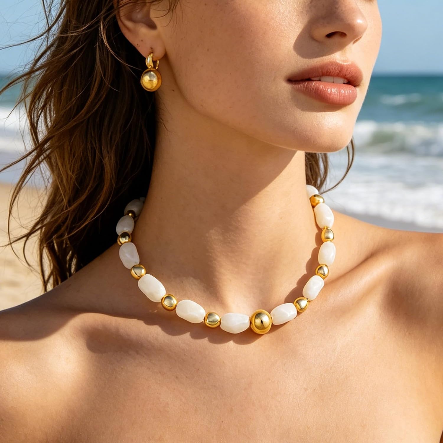 BROCC 4Pcs Colorful Chunky Choker Necklaces for Women Resin Beaded Necklace | Summer Vacation,Colorful Resin Beaded,Acrylic Beaded Choker, Boho Beach Statement Jewelry, Daily Commute Party,Ideal Present
