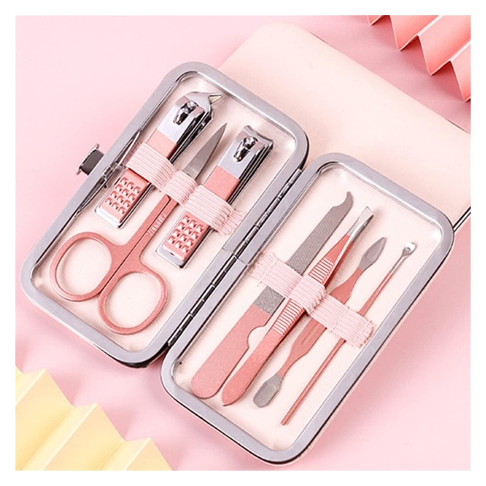 Scissors Nail Clippers Set Dead Skin Pliers Nail Cutting Pliers Pedicure Cuchillo Groove Sólo Herramienta de manicura de uñas (Color : 10 pcs Pink)