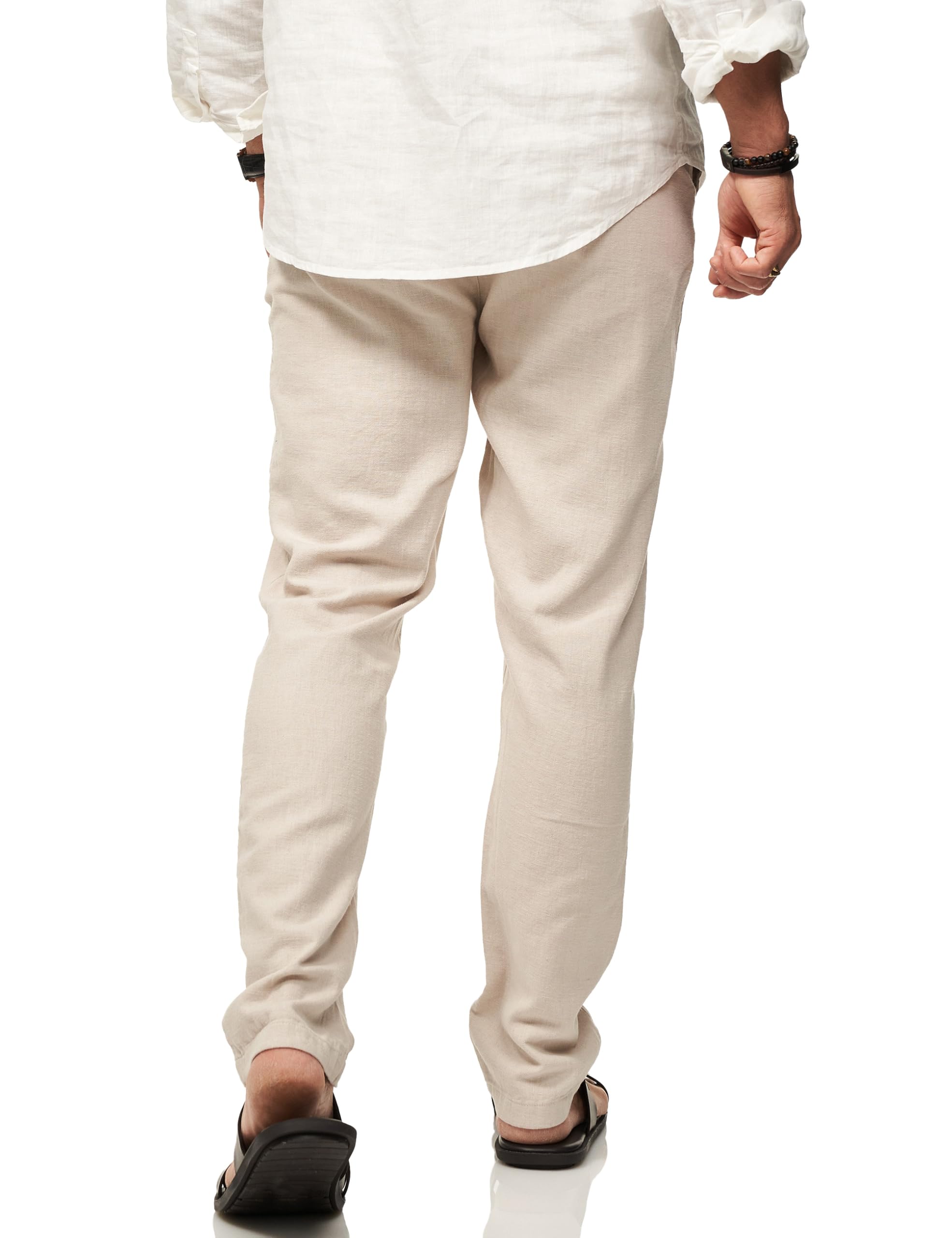 behype. Herren Leinenhose im Chino Hosen Stil mit Elastischem Bund & Kordel als Luftige Stoffhose - Chinohose Sommerhose für Männer