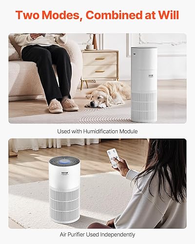 Miniatura 5 de VEVOR Purificador de aire 2 en 1 con humidificador, cubre hasta 1090 pies cuadrados en una hora, filtro True HEPA 11, silencioso de 22 dB, filtra