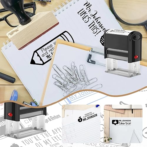 Miniatura 5 de Sello personalizado para profesor, letrero autoentintado y sello de devolución para profesor con nombre para clases de calificación de tareas