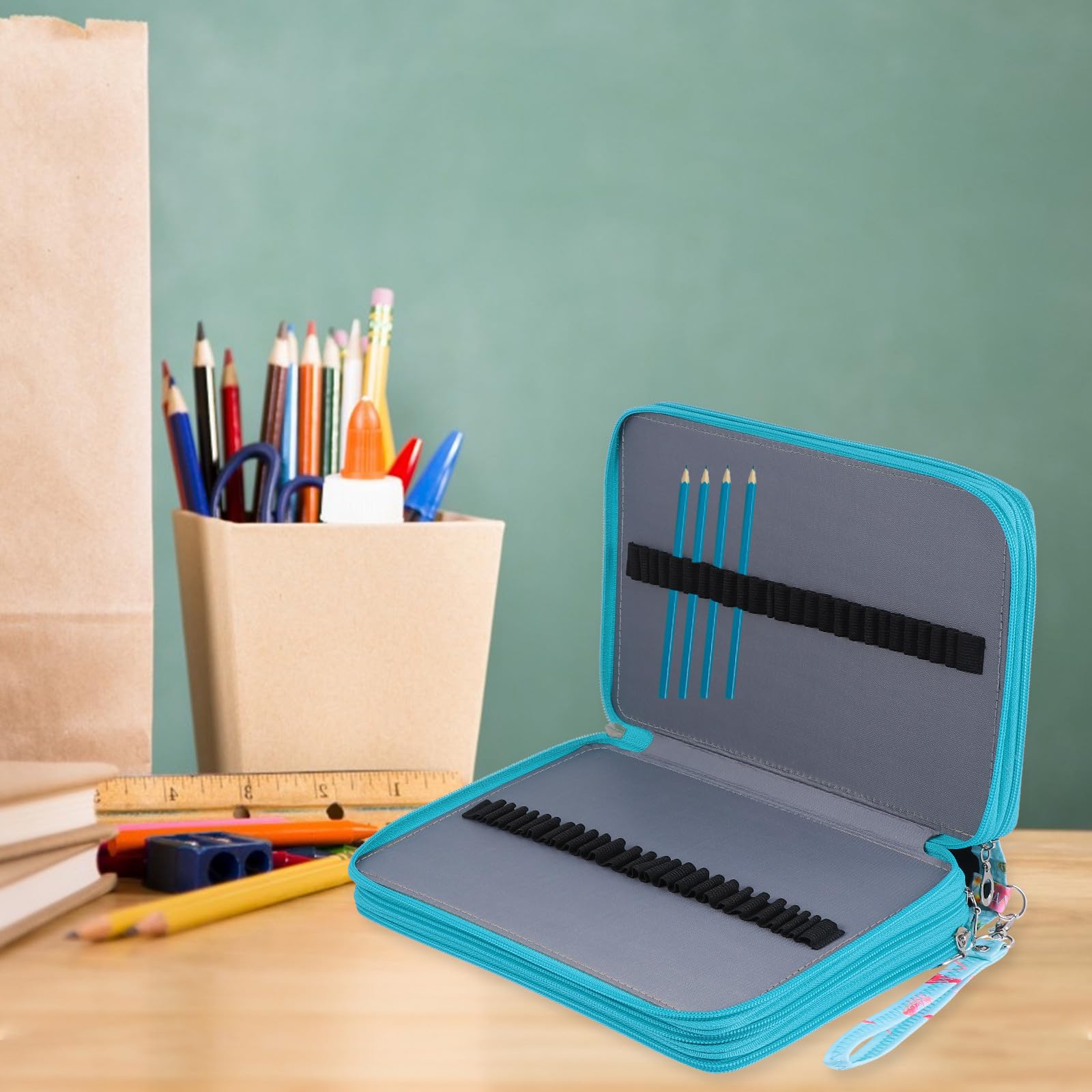 Astuccio Portapenne Grande Capacità in Pu Effetto Coccodrillo per Studenti
