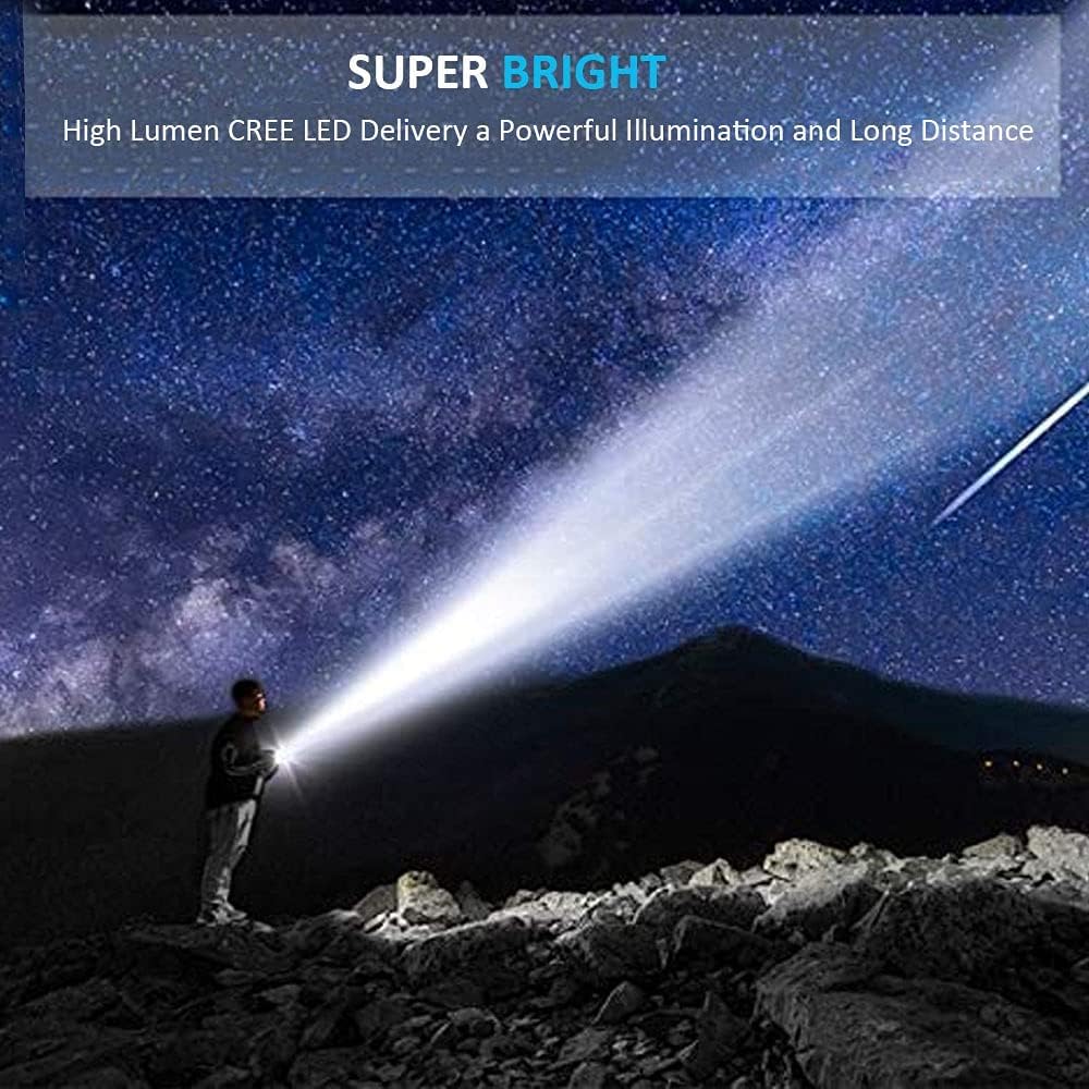 Rechargeable Flashlights (Battery Included) , Super Bright LED Tactical Flashlights High Lumens 1200lm, IPX6 Waterproof, Zoomable, 4Modes, Pocket-Size Small LED Flash Light for Camping, Emergency - - 
