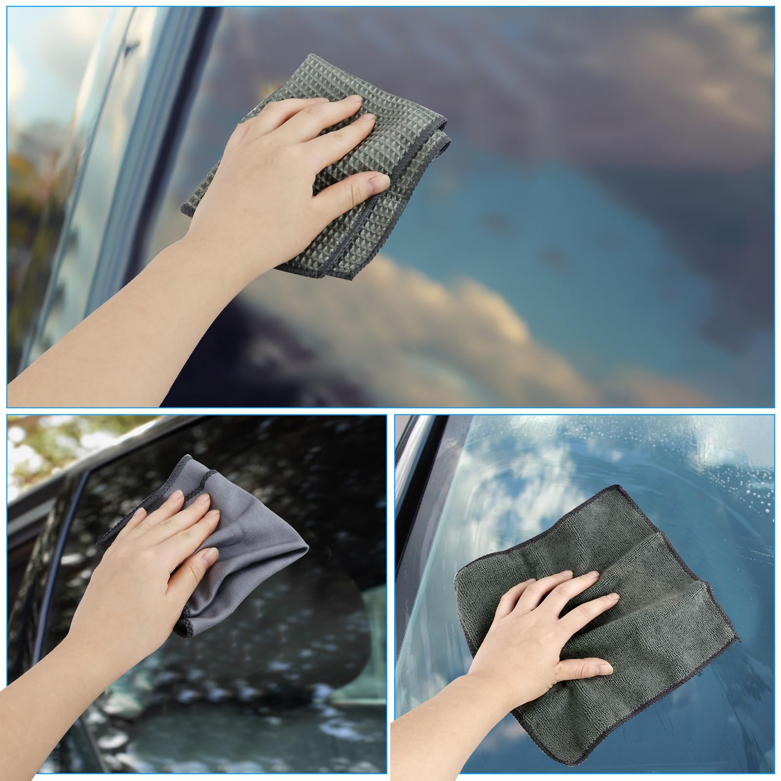 Set Pulizia Auto 12 Pezzi - Panni Microfibra, Spazzole, Spugne Per Interni Ed Esterni - Foto 4