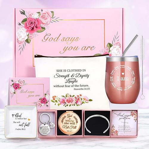 Regalos cristianos para mujeres, juego de cumpleaños inspirador para mujeres, cesta de regalos religiosos de fe espiritual para mamá, amiga, abuela,