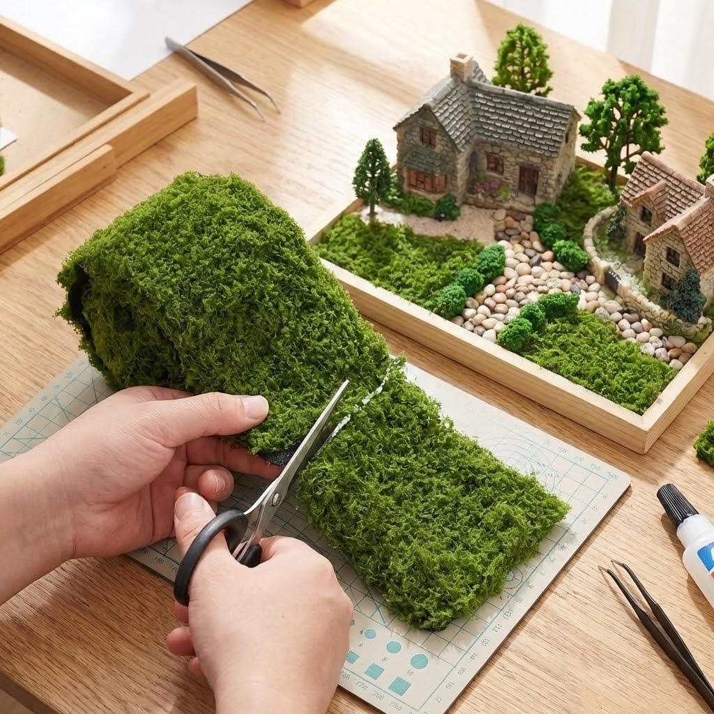 USMOLA Fake Moss Mat, Artificial Moss Table Runner for Wedding Decor Table Centerpieces Fairy Garden Crafts Indoor Green Faux Grass Wall Decor (Green: 4x47Inch / 10x120cm)
