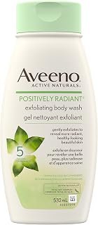 Aveeno Positively Radiant Exfoliating Body Wash - Dry Skin Exfoliant - Soy, Colloidal Oatmeal, 532 mL