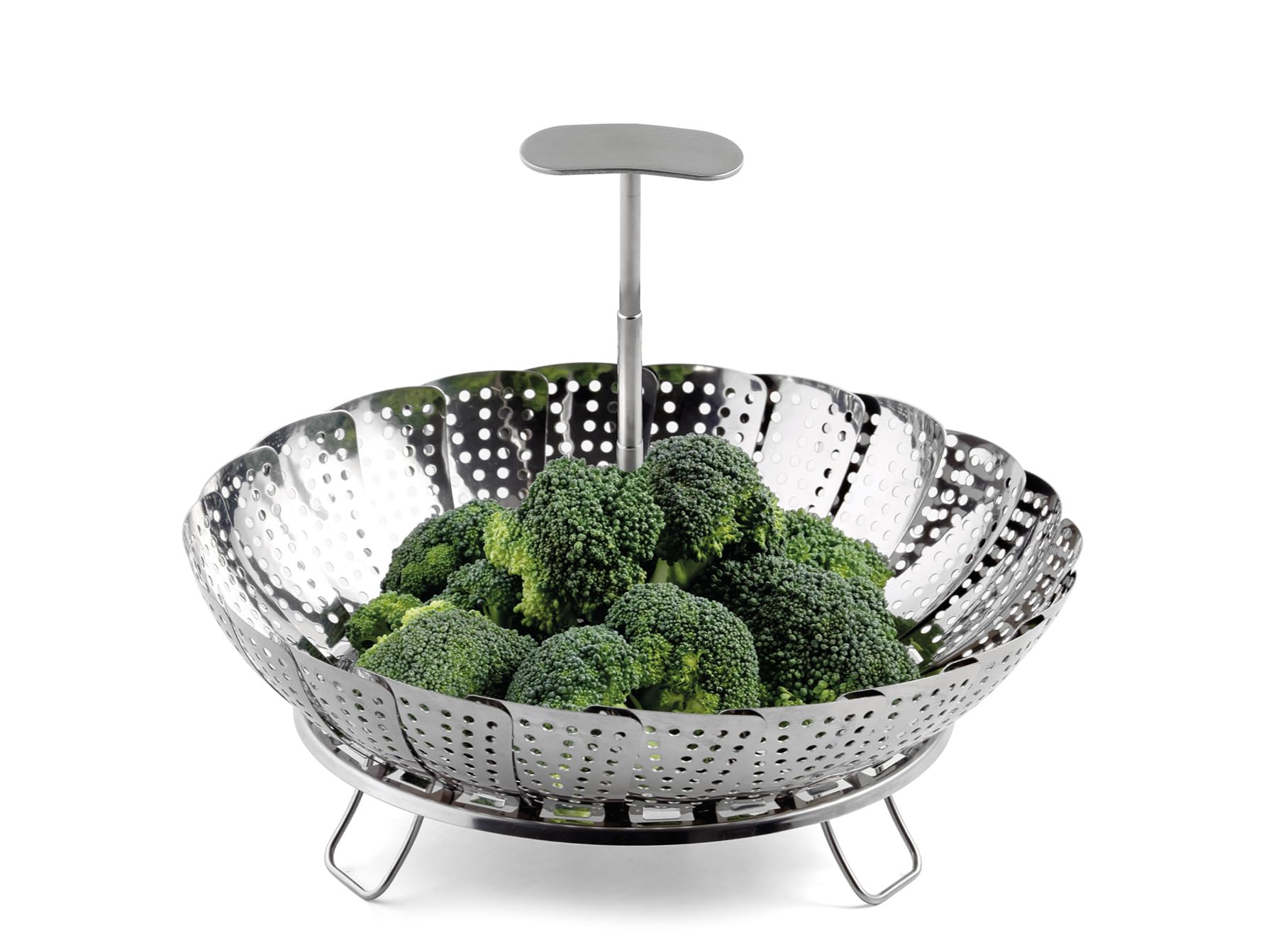 Weis Vegetable Steamer 13-23 cm with Telescope Handle, Stainless Steel, Silver, 23 x 23 x 8 cm