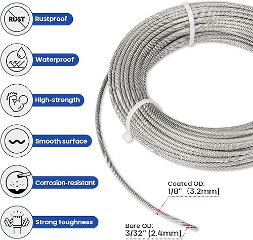 Miniatura 2 de TooTaci Kit de accesorios para toldo, kit de accesorios para vela rectangulartriángulo de 5 pulgadas con cable de acero de 100 pies, kit de arnés de
