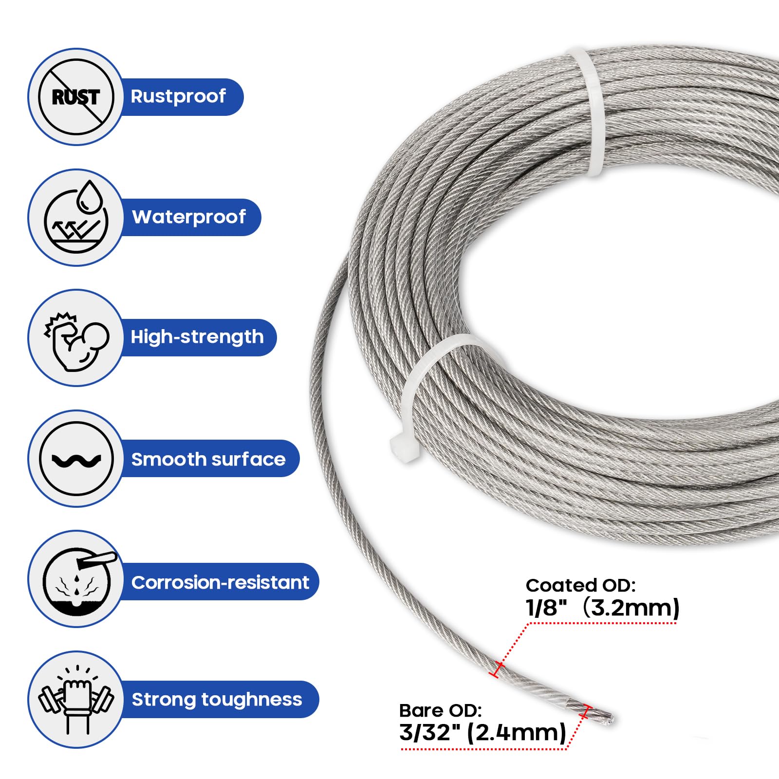 20m Edelstahlseil 3mm Mit Spannsystem - Wetterfeste Spannleine Für Garten & Balkon