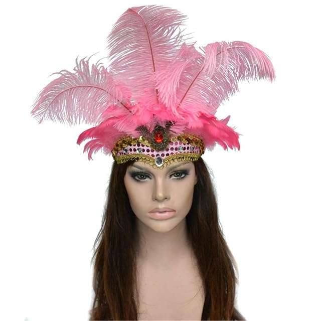 Foto 2 de 2 de Ulalaza Carnaval Pluma Tocado Showgirl Diadema Rugiente 20s 1920s Flapper Head Band Vintage Gatsby Accesorios…