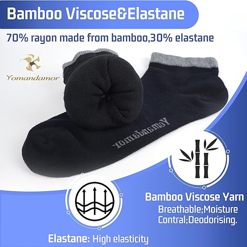 Miniatura 4 de Yomandamor Men's Diabetic Ankle Socks with Seamless Toe and Non-Binding Top,6 Pairs L Size(10-13)