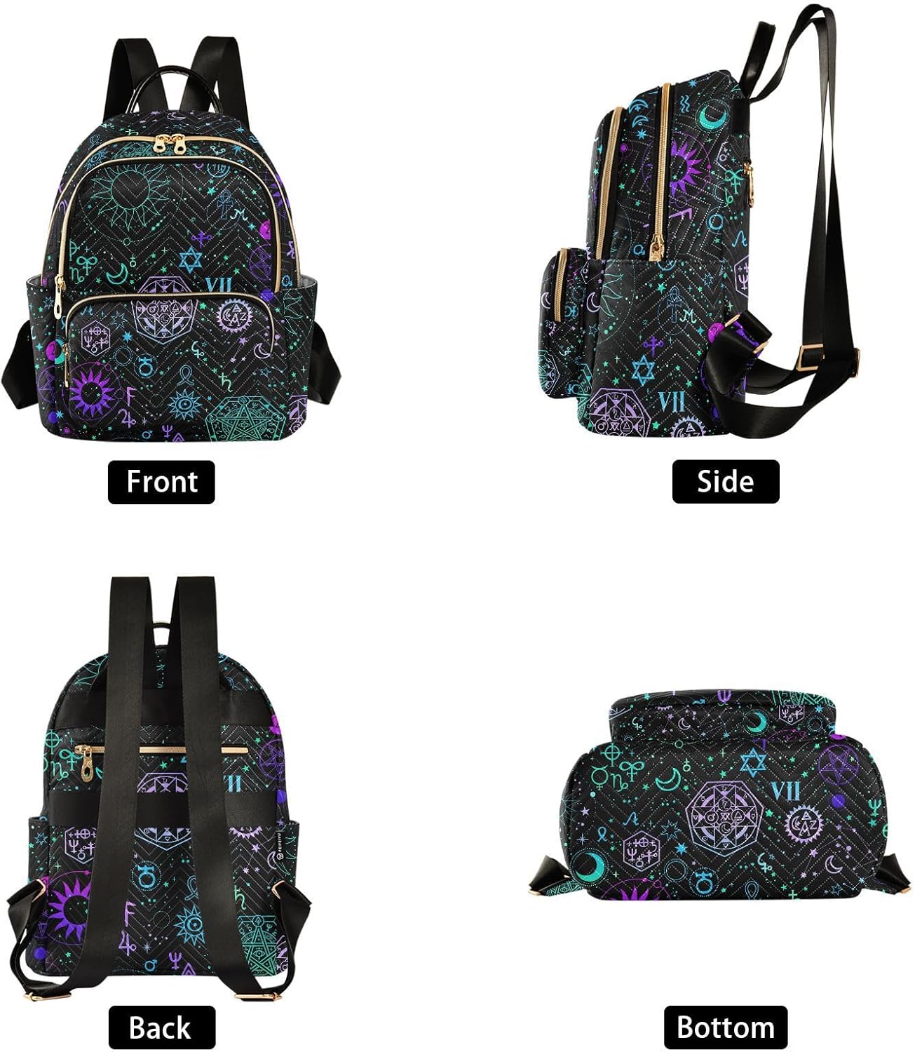 ZAZYXTJ Alchemy Magical Backpack Purse for Women Quilted Mini Fashion Backpacks Lightweight Travel Casual Backpack - Image 2