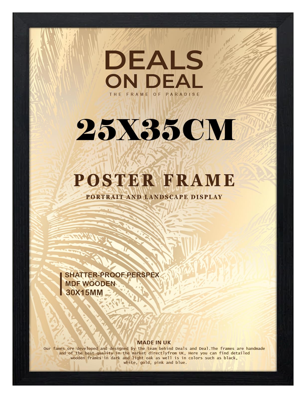 DEALS ON DEAL Minimalist Slim Profile Black Poster Frame 35x25cm MDF Picture Frame for Jigsaw Puzzles Shatter-Proof Front Portrait/Landscape Ideal for Home & Office Décor