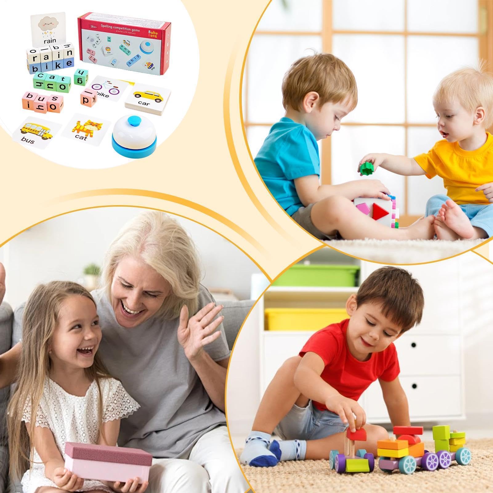 Word Spelling Game, Wooden Turn A Word Tots Game, Alphabet Puzzle Set with Flash Cards, Portable Competitive Alphabet Learning Toys for Kids — view 4