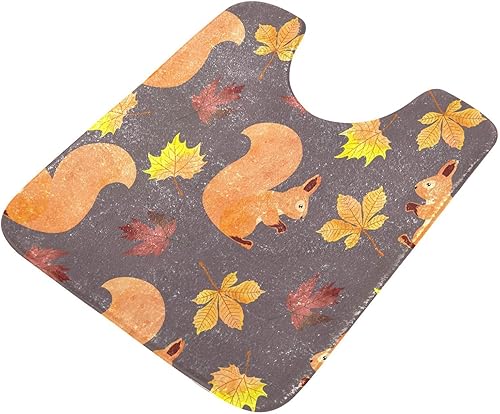 Miniatura 9 de Bathroom Rugs Sets 2 Piece 24x16+24x20 Inch,Soft U-Shaped Contour Toilet Rug Autumn Squirrel Cute Non-Slip Absorbent Bath Floor Mat Carpet Set Water