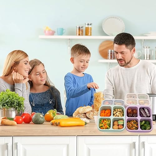 Miniatura 7 de Paquete de 5 loncheras Bento, recipientes de aperitivos de 4 compartimentos, caja de aperitivos Bento dividida, preparación de comidas, lonchera