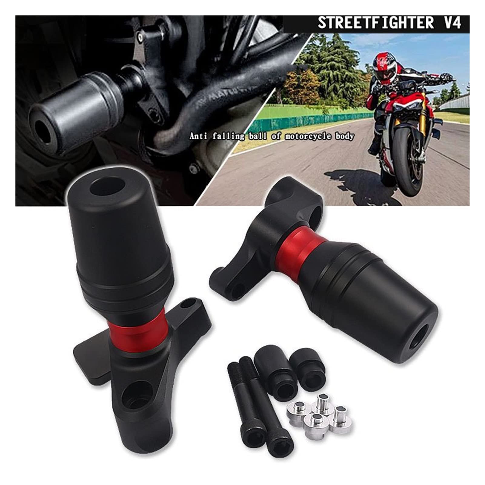 Ochrona Przed Upadkiem Motocykla Rama Suwak Osłona Owiewki Ochraniacz Na Wypadek Awarii Dla DUCATI Streetfighter Panigale V4 S 2020 2021 (Kolor : Czarny)