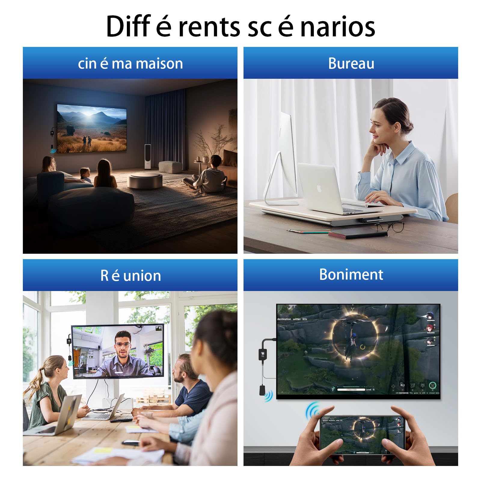 4K Miracast hdmi dongle,5G Wireless HDMI Display Dongle，Dongle HDMI sans Fil Adaptateur Compatibles i-Phone/i-Pad/Android/i-OS Supporte Miracast,DLNA, Airplay