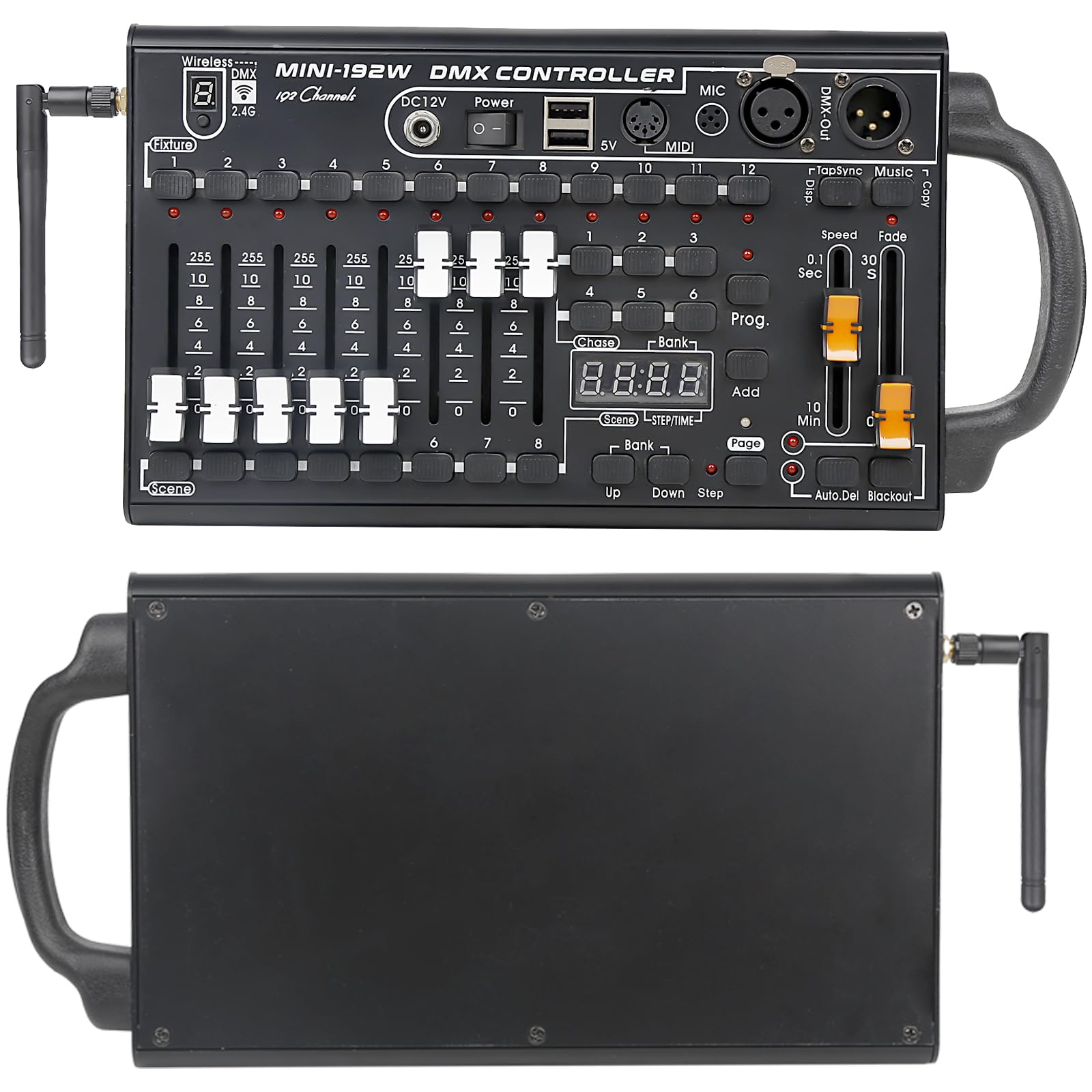DMX512 Controllore per Luci da Palco, Consolle Professionale 192-Canale per DJ, KTV e Concerti, Sistema di Controllo Luci Senza Fili