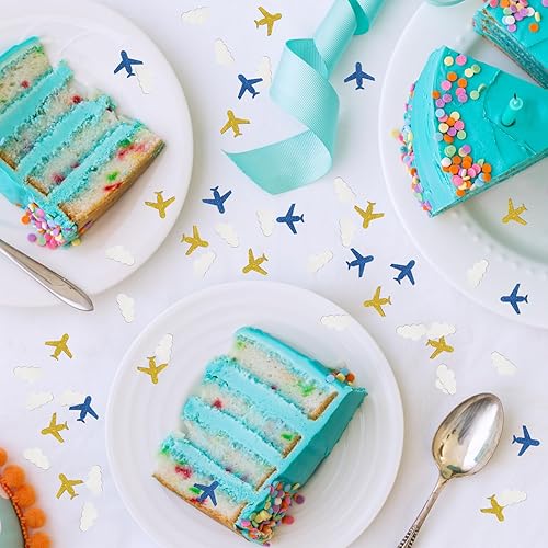 Miniatura 6 de INNORU Confeti de avión, 120 piezas de confeti de papel arcoíris para baby shower, fiestas de cumpleaños, decoraciones temáticas de aviación