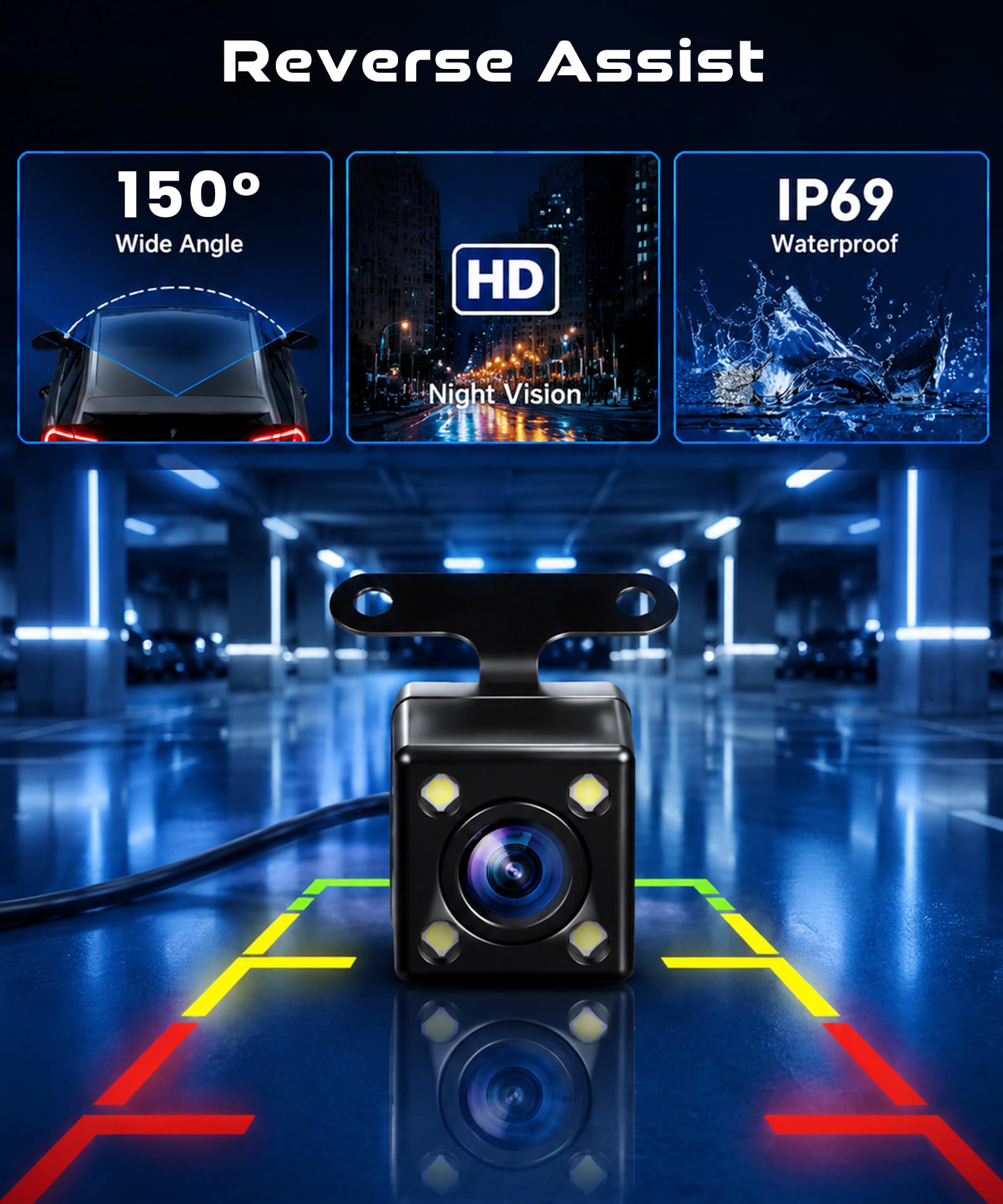 Rimoody 360° 5 Canali Dashcam Voiture, 5 x Caméra 1080P Avant et Arrière Gauche Droite, 3.16" Enregistreur de Voiture Vision Nocturne/Loop Video/Moniteur de Stationnement 24H/Aide au Stationnement