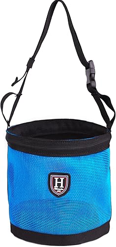 Harrison Howard Bolsa de alimentación para bozal de caballo, bolsa de alimentación de grano de malla de nailon con correa acolchada para el cuello,
