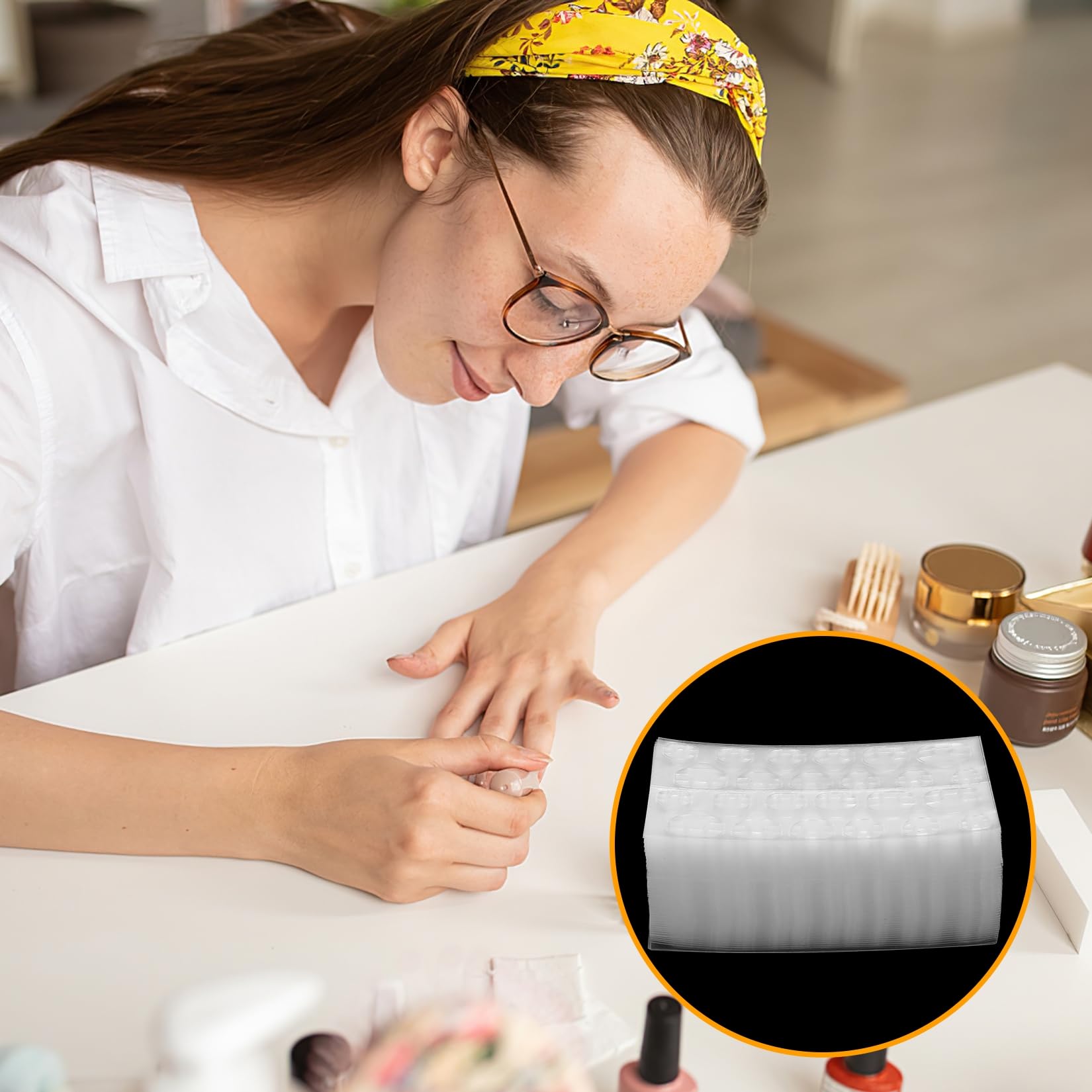 56 Arkuszy/1344 Szt Naklejek Klejowych do Paznokci, Dwustronne Pady do Paznokci, Mocny Klej Adhezyjny do Sztucznych i Naturalnych Paznokci, Nail Art