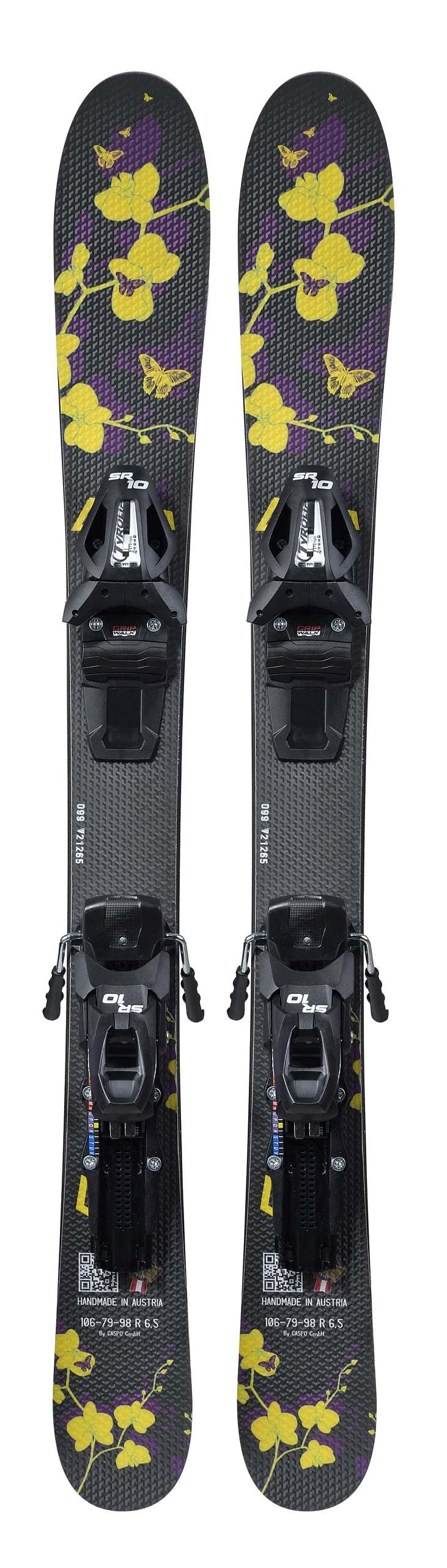 GPO Snowblade Orchidee | Kurz-Ski inkl. Tyrolia-SR-10-Sicherheitsbindung | 99 cm Länge | Big-Foot-Ski für Herren und Damen