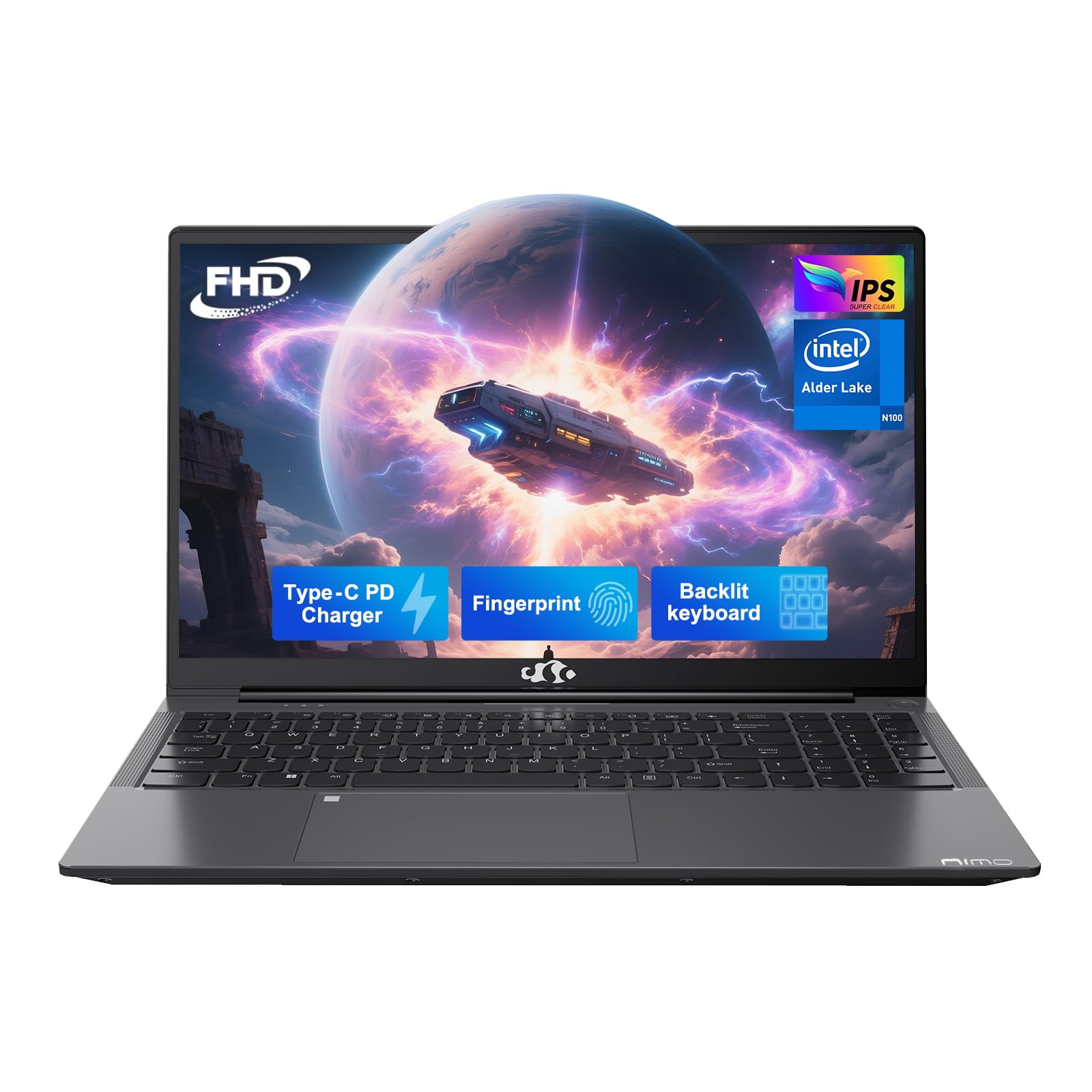 NIMO 15.6" IPS FHD Laptop, Intel Pentium Quad Core N100 16GB RAM 1TB SSD (Beat i3-1115G4, Up to 3.4GHz) Computer with Backlit Keyboard Fingerprint Type-C Charger WiFi 6 BT5.2, for Student and Home