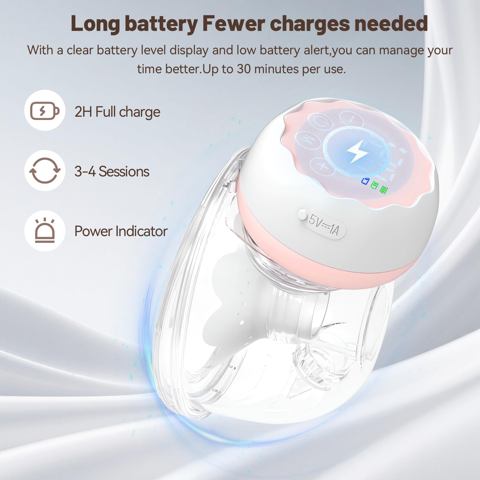 Tiralatte Elettrico a Mani libere, Indossabile Tiralatte Elettrico Portatile Senza fili, 4 Modalità e 12 Livelli, Silenzioso, Ricaricabile, Leggero con Display LED, BPA Free(Rosa)