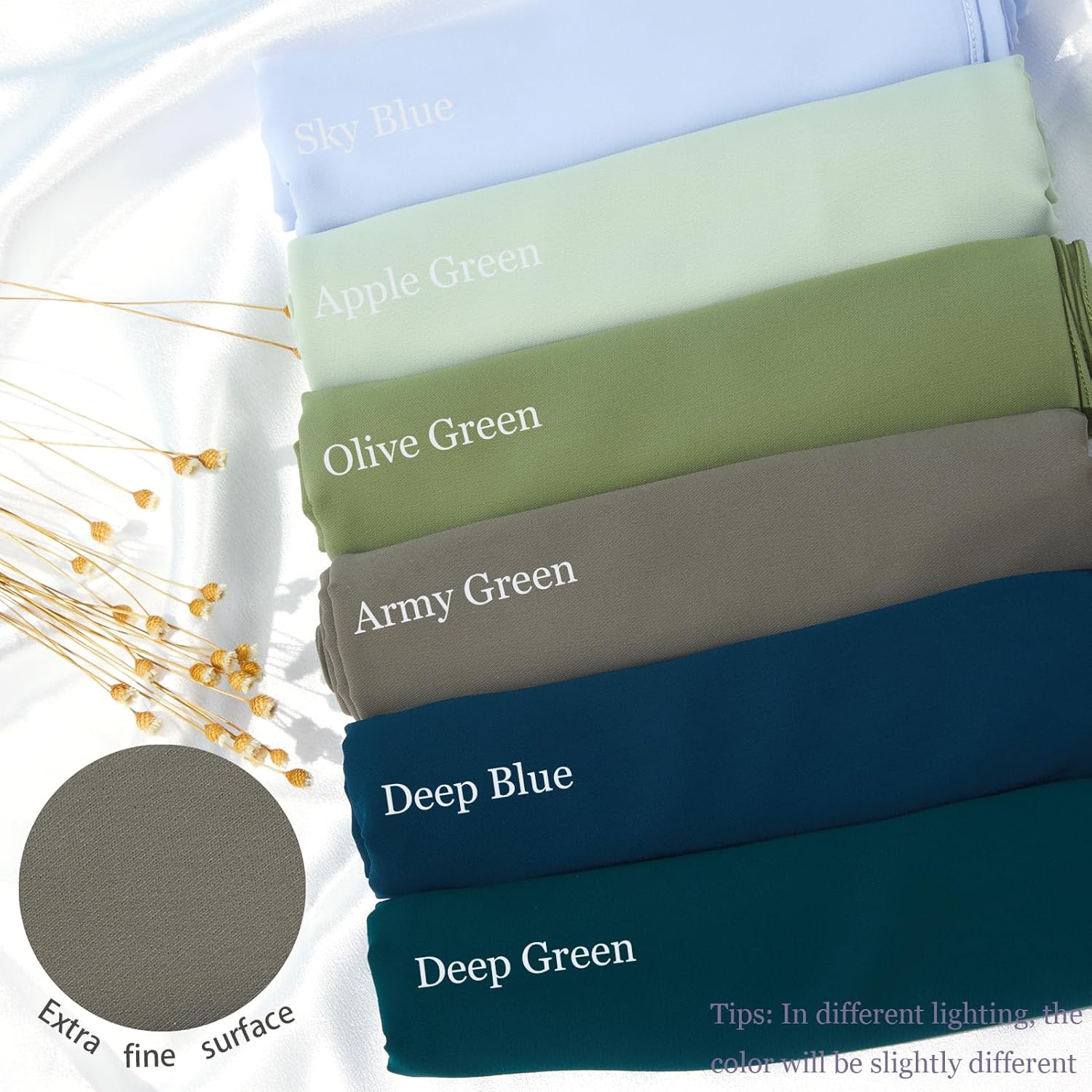 Heavy Not Easily See Through Long Chiffon Hijab Scarf for Women, Amazing Smooth Muslim Head Scarves - Image 3