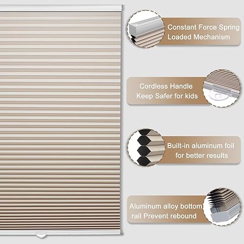 Miniatura 2 de MYshade Persianas Opacas Celulares Inalámbricas de 1.5 Pulgadas, Persianas Impermeables con Aislamiento Térmico y Reducción de Ruido, Tratamientos