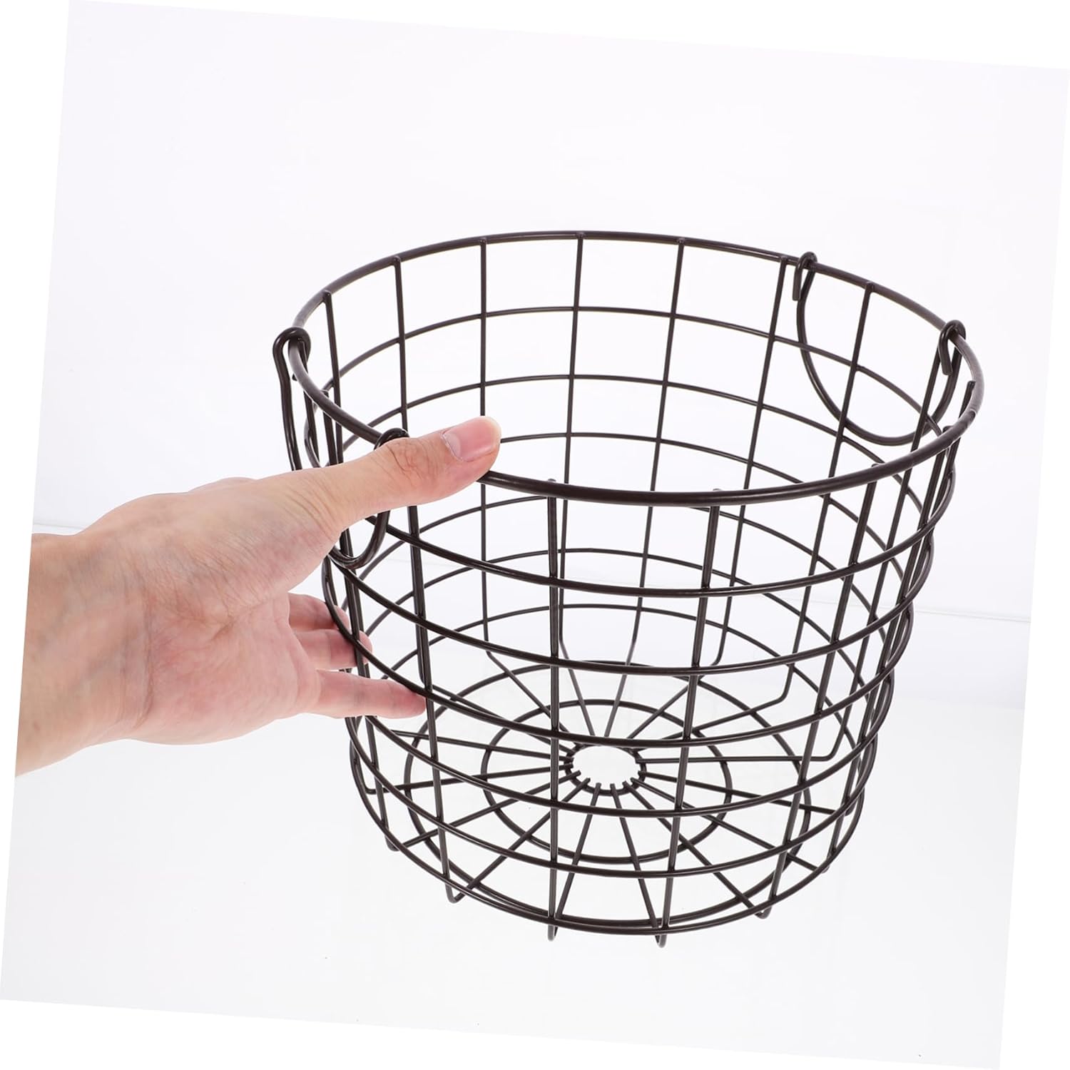 Cabilock Laundry Hamper with Iron Design Medium Coffee Colored Storage Basket for Home and Dorm Easy Carry Double Handle Organizer for Clothes and Sundries Practical Laundry Storage