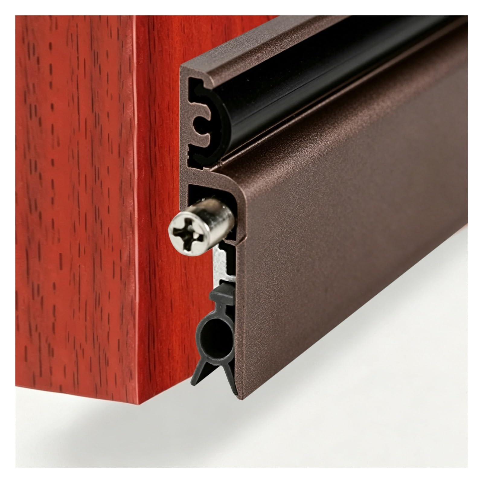 Hphdfs Brown Self-Rising Automatic Door Draft Stopper With Silicone Strip