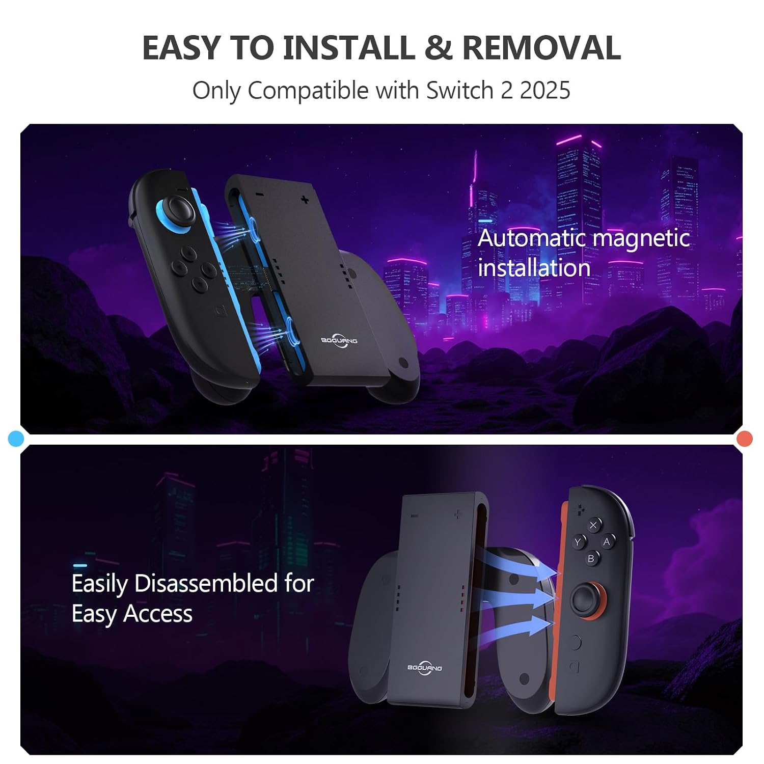 Switch 2 Joycon Charging Grip with Built-in 2000 mAH Battery, Super Magnetic Charger Handle for Nintendo Switch 2 Joycons, Ergonomic Controller Grips for Playing While Charging, Switch 2 Accessories Black (Built-in Battery Black) 8 71z+FaDqF2L. SL1500