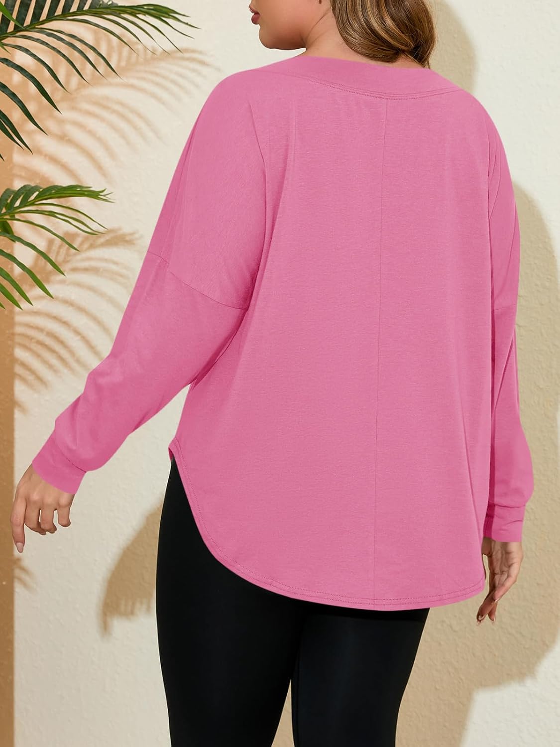 Beautife Women's Plus Size Tops Off Shoulder Long Sleeve Loose T Shirts Casual Curved Hem Tunics Tee Shirt - Image 4