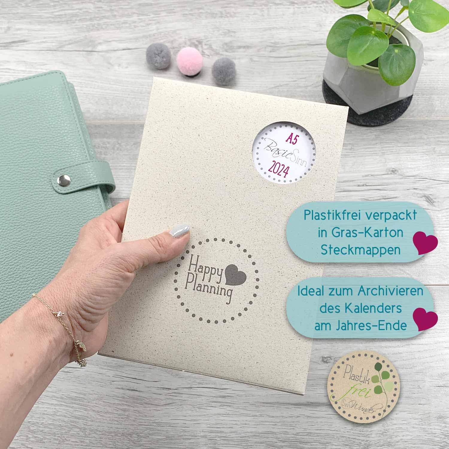 SinnWunder® 2027 Premium Kalendereinlage - Wochen-Kalender - 1 Woche 2 Seiten - Größe Din A5-6-fach Filofax-Lochung - BasicSinn